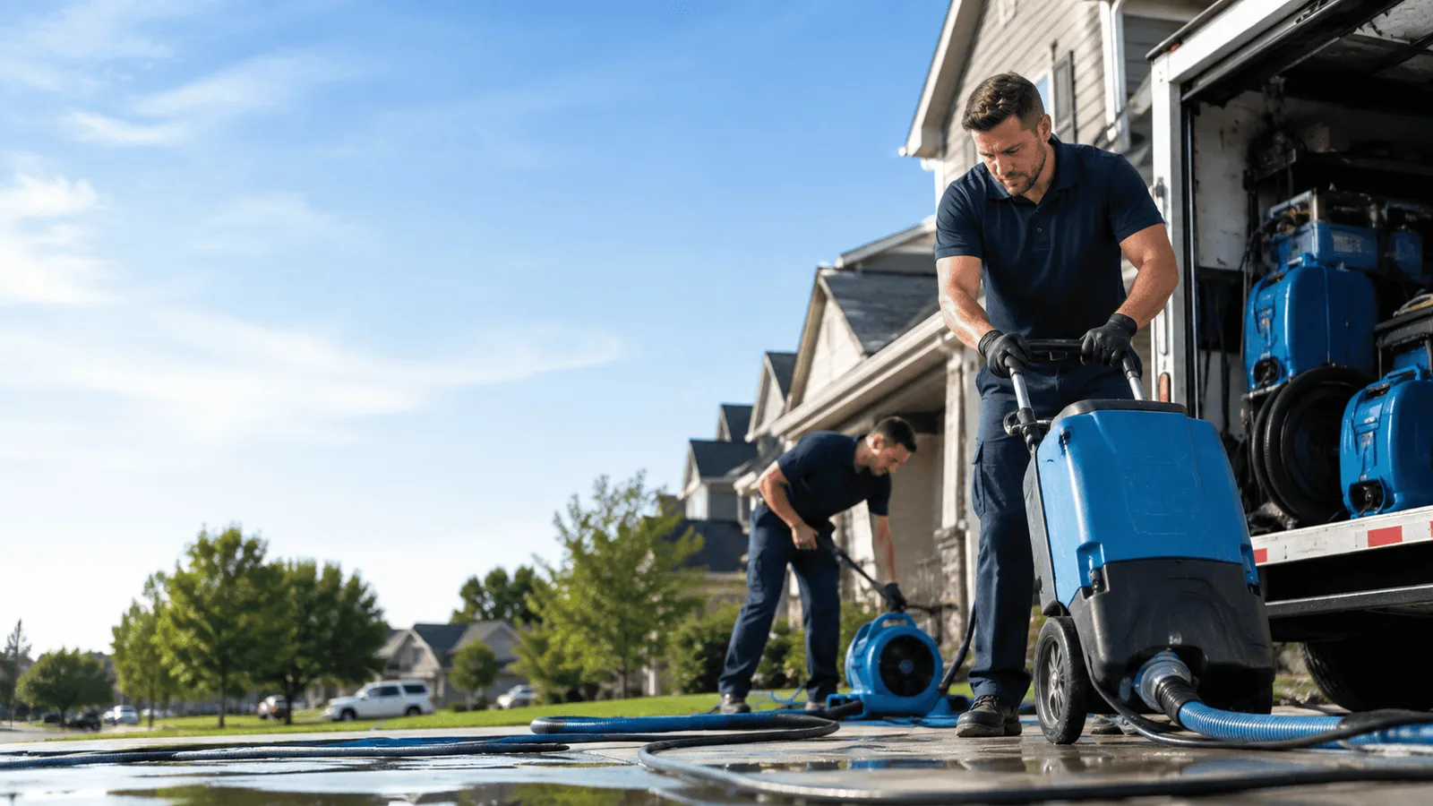 Burst Pipe Damage Cleanup being performed in Big Springs, NE